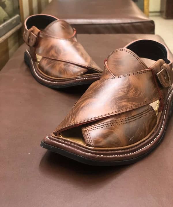 Peshawari Chappal Triple Gair Pure Leather Double Shade 1