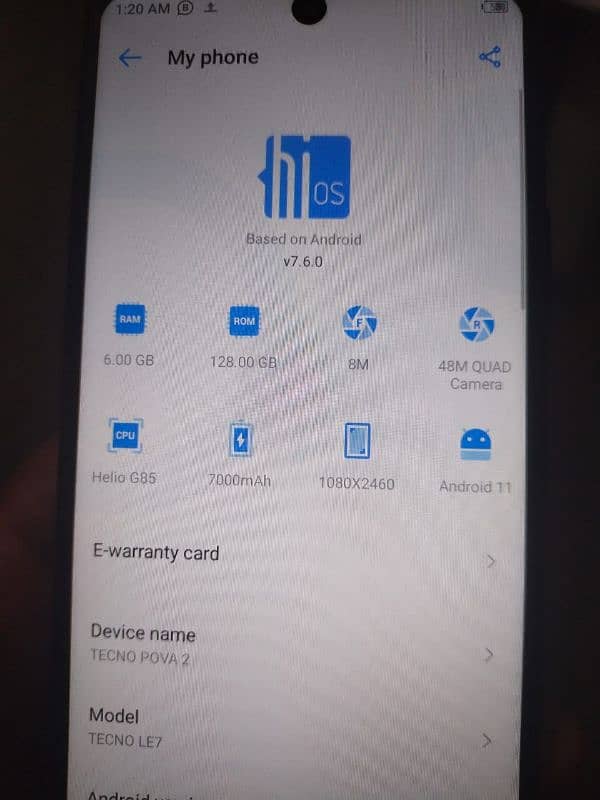 Tecno pova 2 box mobile 6*128 4