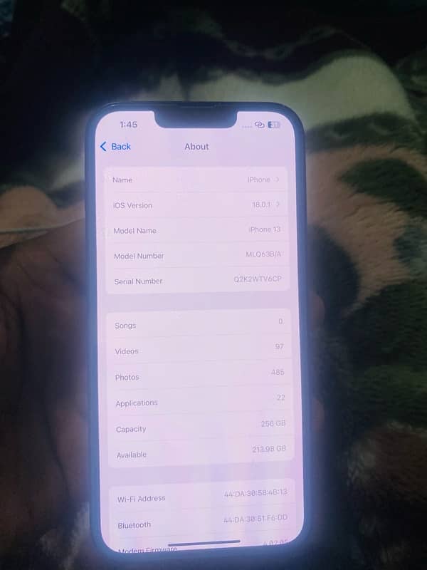 iPhone 13 256gb Non-PTA E-Sim Time Available 1