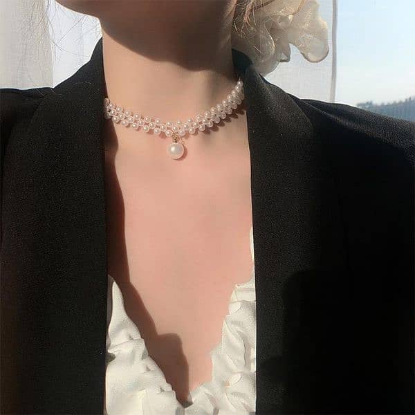 1pc Pearl Stone Choker For Women and Girls 0