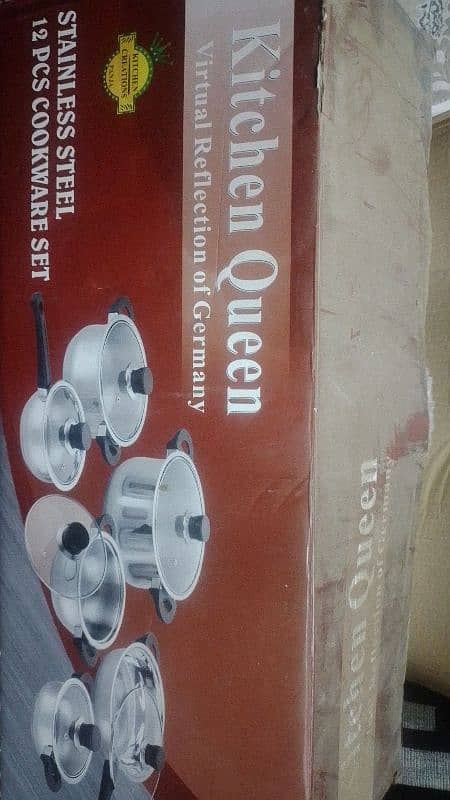 kitchen Queen stain less steel 12 pics cook wear set 2