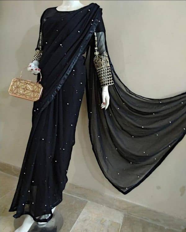 Elegant black Saree set 3pc 1