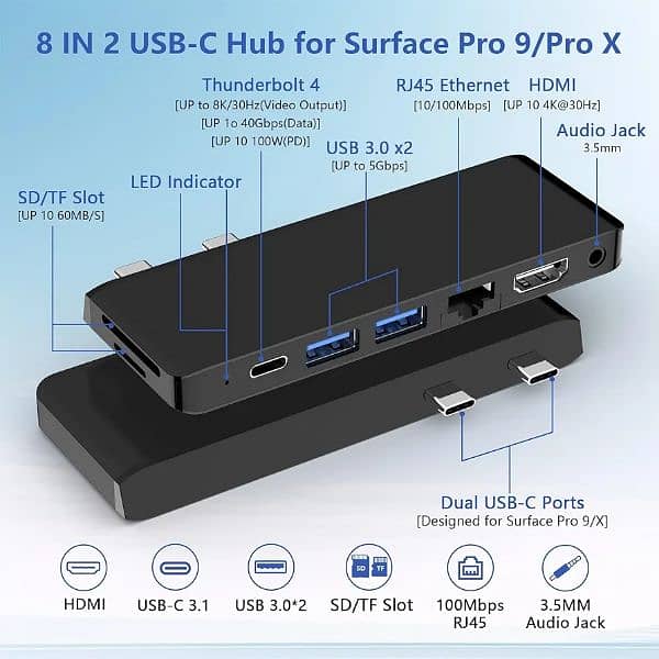 Docking For Surface Pro 9/8 2