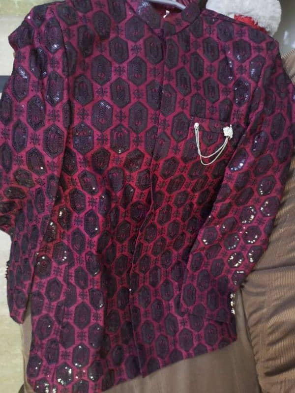 mehroon Prince coat 36 waste. . . with black shlwar kameez 2