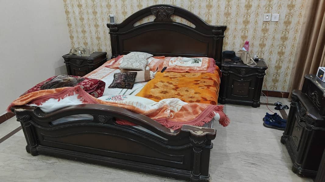 Bed set + Mattress with side table for sale 0