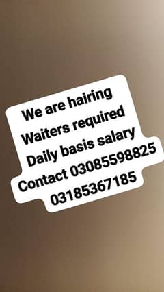 waiters required for events