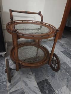 wood serving trolley