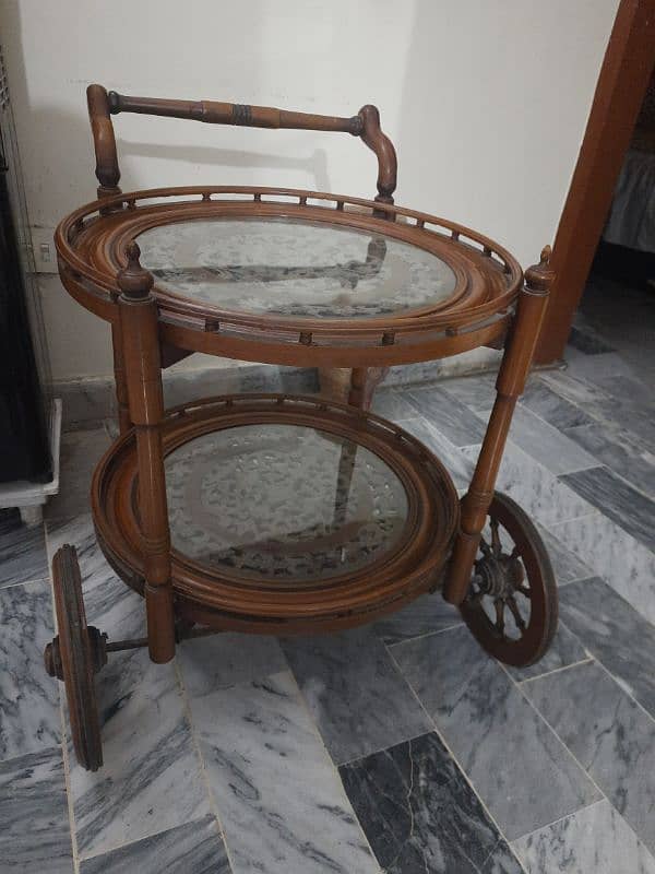 wood serving trolley 0