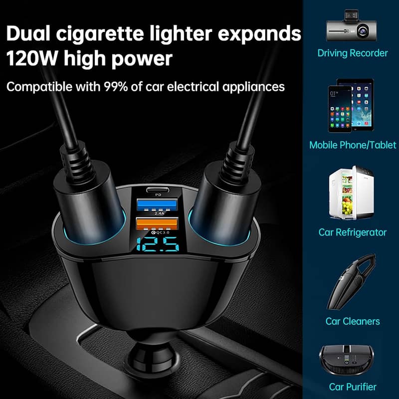 Car Cigarette Lighter Adapter USB C QC3.0 & PD 12V/24V, Car Lighter 16