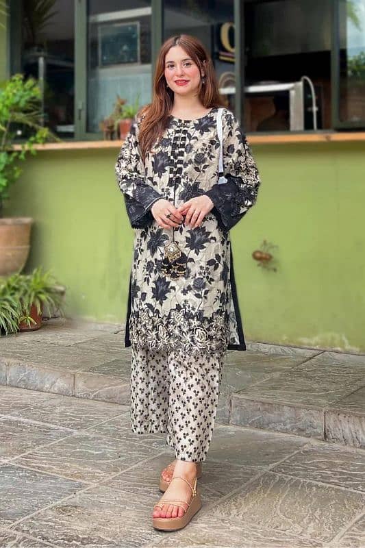 stylish printed khadder shirt and trouser set 0