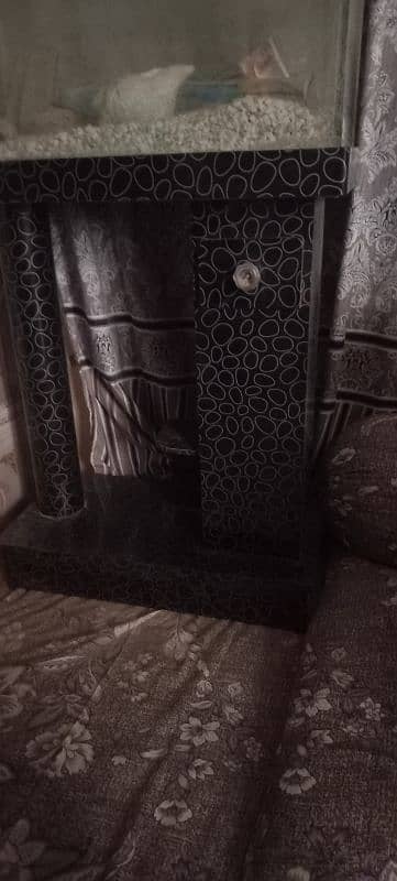 black Aqurium stand with head nd some accessories 0