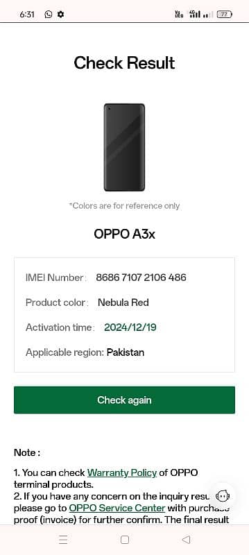 oppo a3x 4+4 128gb. . . WhatsApp 03339109200 1