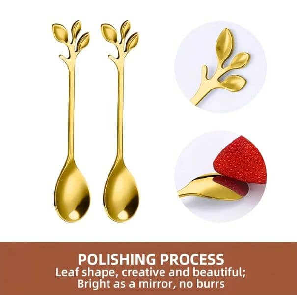 4 / 8 / 12 / 24pcs Golden Stainless Steel Coffee Spoon and Desserts 2