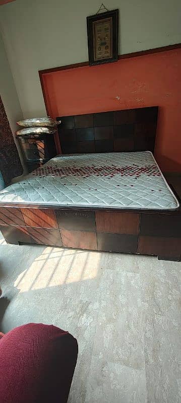 Bed with Spring Mattress and side tables 0