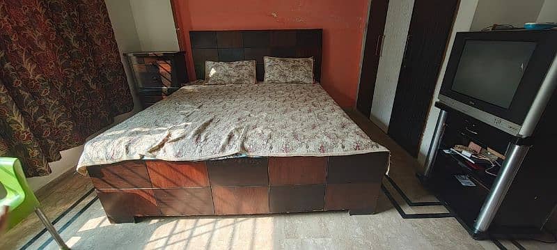 Bed with Spring Mattress and side tables 1