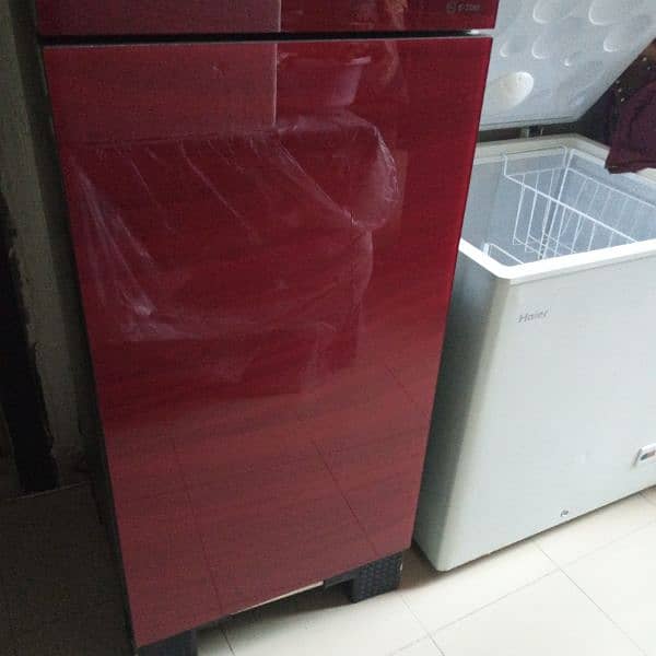 Haier Red Glass Door Fridge 1