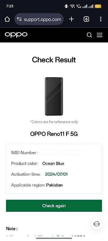 Oppo Reno 11F 5g, 8/256 gb, 6 months warranty available. 5