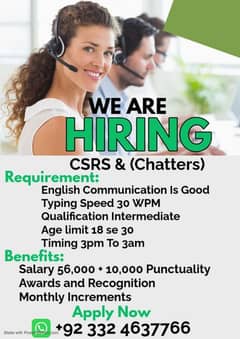 Job for male and female | CSR DEVELOPER | Call Center Job In Islamabad