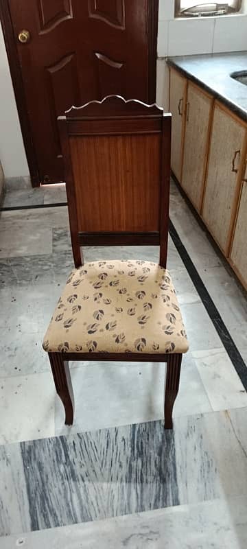 Dining Table with Glass Top with six wooden chairs 4