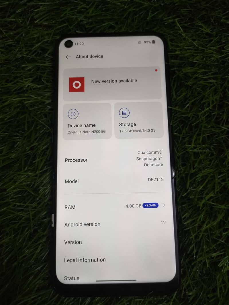 ONEPLUS NORD N200 5G 4+3 GB - RAM 64 GB ROM PTA APPROVED WITH BOX 2