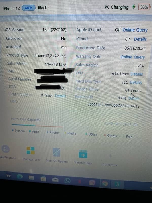 iphone 12 JV 100 health Apple Warranty 4 months 5