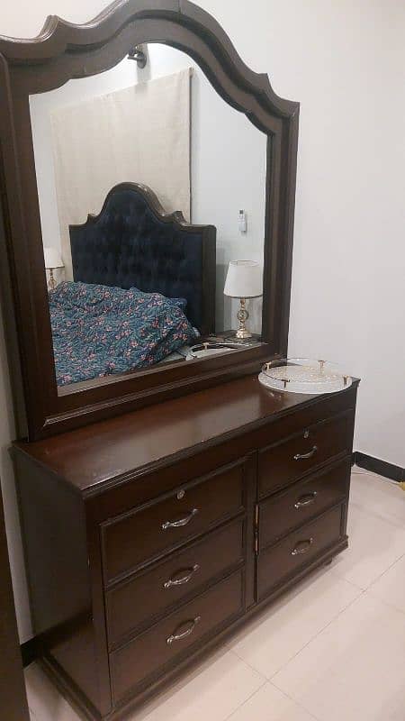 Bed set with side tables and dressing for sale. 2