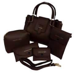 Girl's Leather Plain Hand Bag Set -Pak Of 5