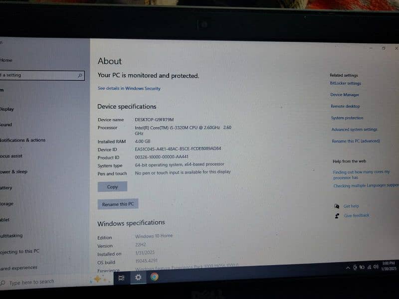 Dell Laptop core i5 3rd generation 4gb Ram 500gb hdd 1