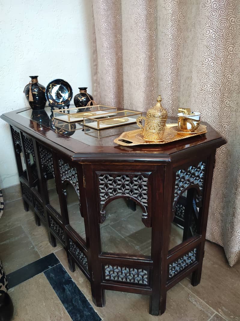 Single Wooden Carved center table 2