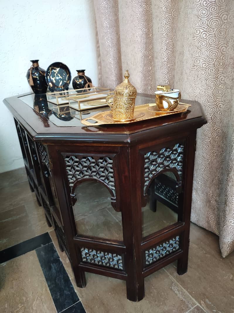 Single Wooden Carved center table 3