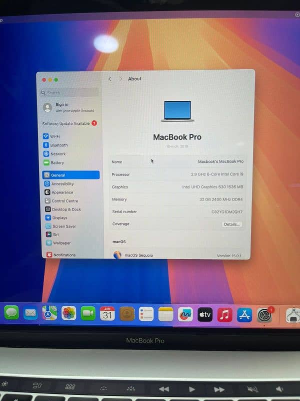 MacBook pro 2019 15" 32/1TB 5