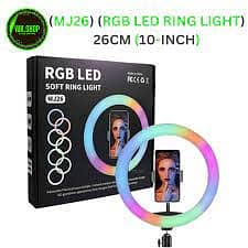 MJ26 10 Inch RGB Led Ring Light With PHONE HOLDER Circle Ring Selfie