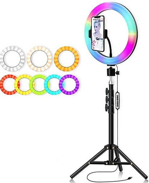 MJ26 10 Inch RGB Led Ring Light With PHONE HOLDER Circle Ring Selfie 3