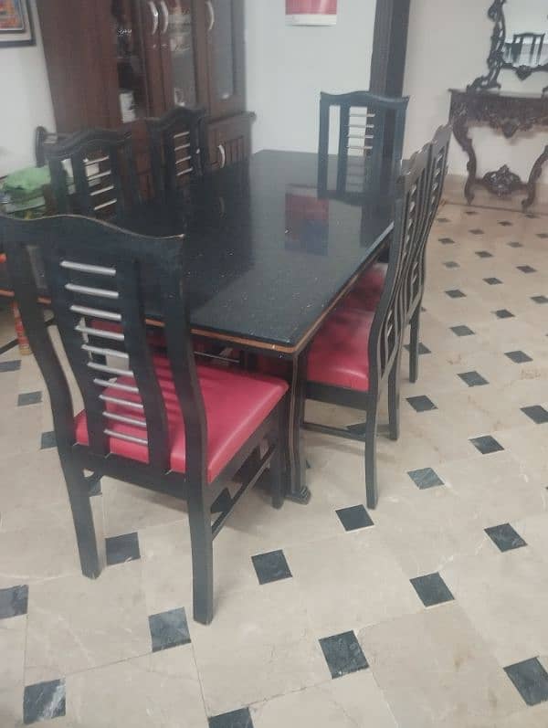 6 Seater Marble Top Dining Table Set 2