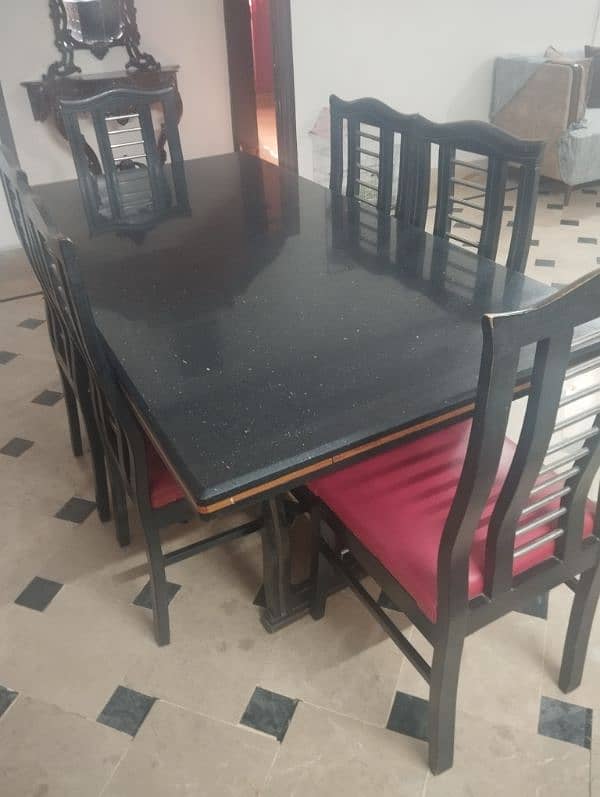 6 Seater Marble Top Dining Table Set 3