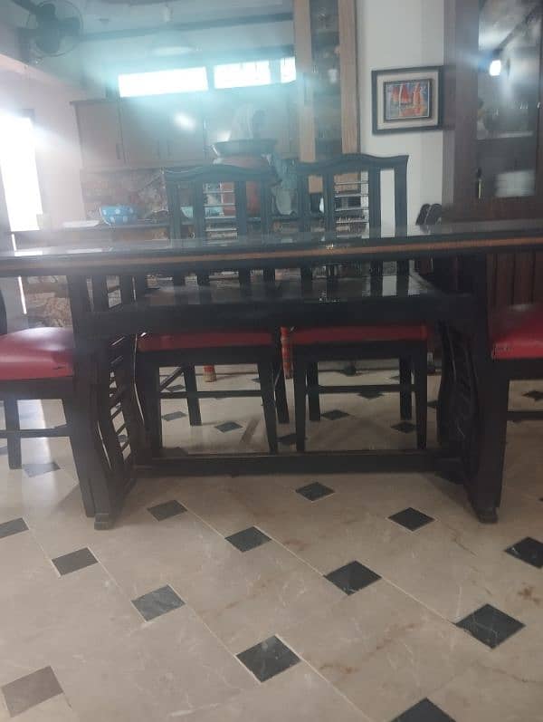 6 Seater Marble Top Dining Table Set 4