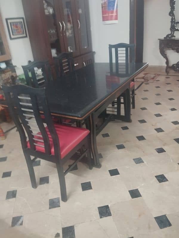 6 Seater Marble Top Dining Table Set 5