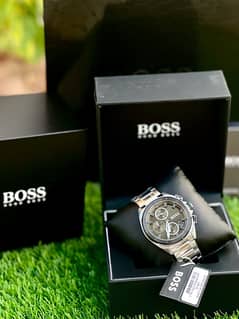 Original Hugo Boss Volane Silver Stainless Steel Chronograph Watch