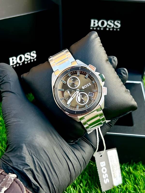 Original Hugo Boss Volane Silver Stainless Steel Chronograph Watch 1