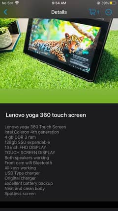 Lenovo yoga 360 rotatable Touch screen 10/10