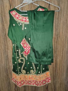 silk embroided shirt with silk trouser and Golden tissue dupata