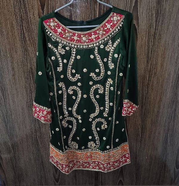 silk embroided shirt with silk trouser and Golden tissue dupata 1