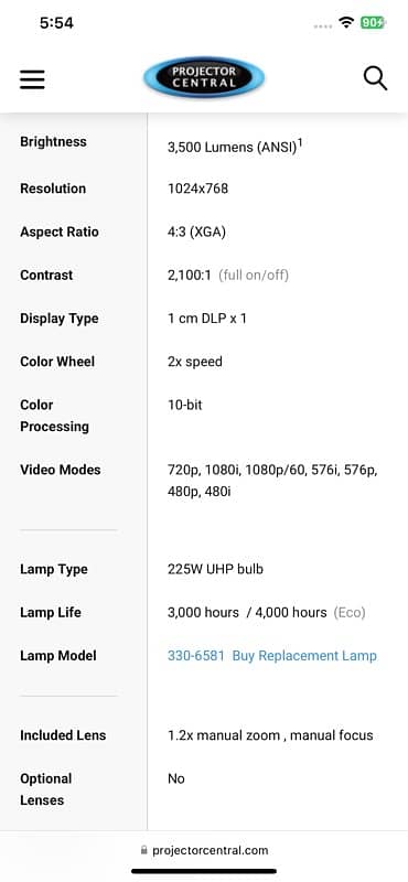 Dell 1510X Projector U. K import 1