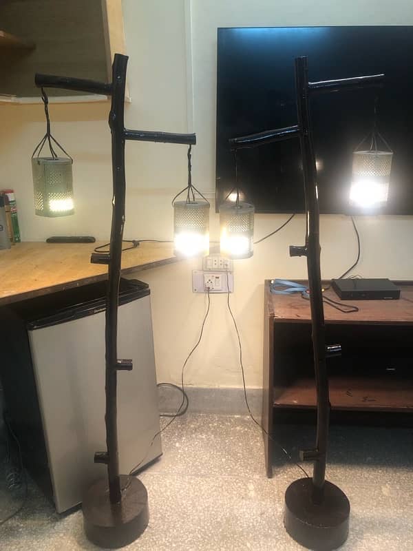 Standing Identical Wooden lamps 1