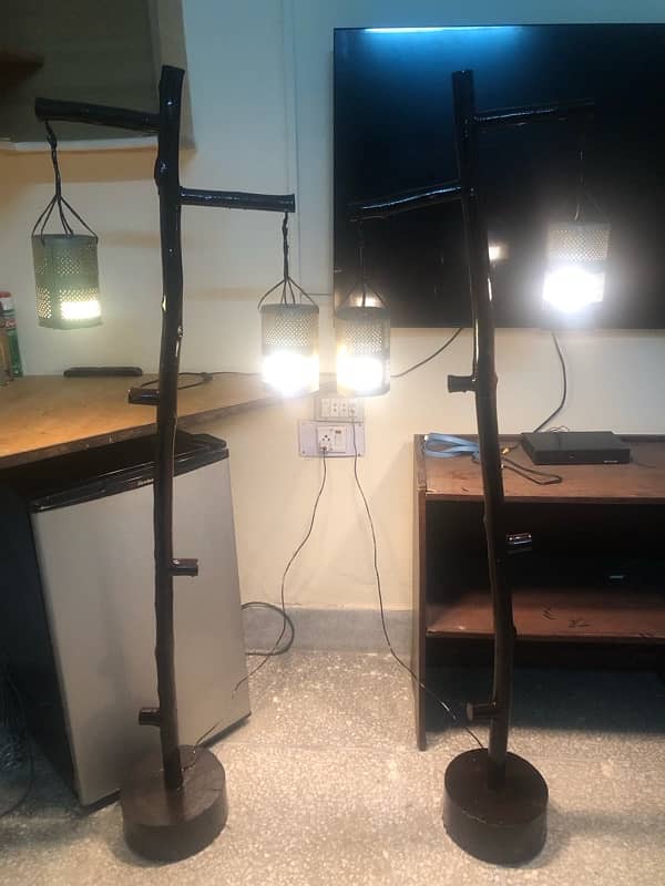 Standing Identical Wooden lamps 2