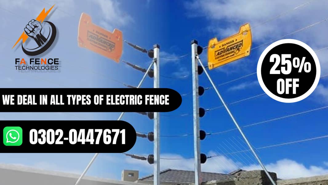 Electric fence , home security fence , wire fence , fence 0