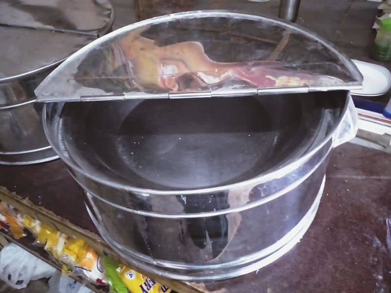 Dahi bhlay fruit Chaat tub new condition pure steel 3