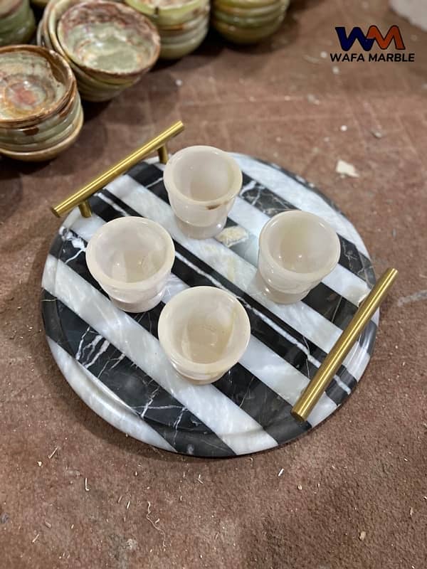 Black and White Natural Marble Tray. #WM 0