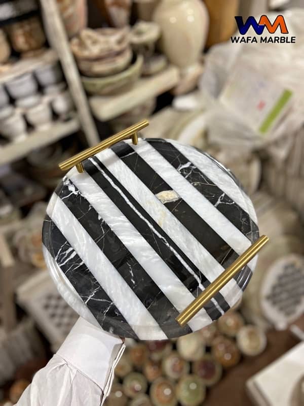 Black and White Natural Marble Tray. #WM 1