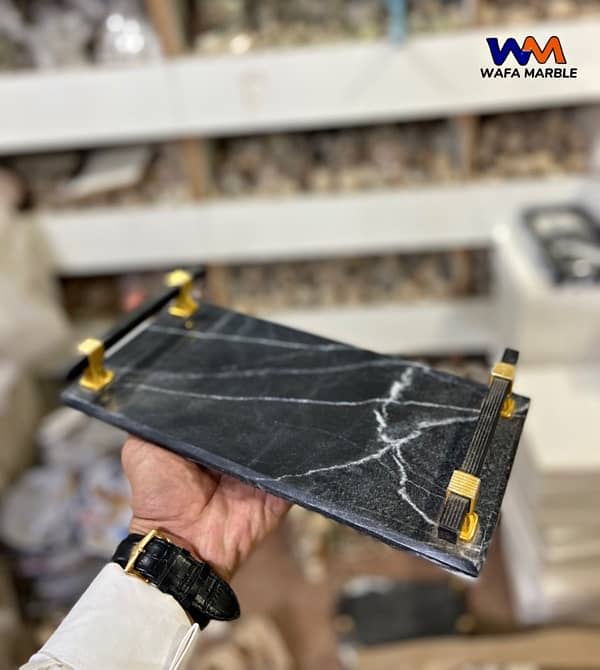 Black and White Natural Marble Tray. #WM 3